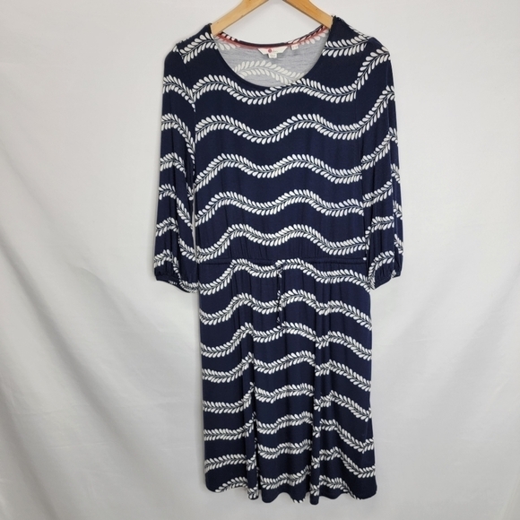 BODEN three quarter sleeve Knee length Casual Soft waist tie Size 8 - Picture 9 of 11